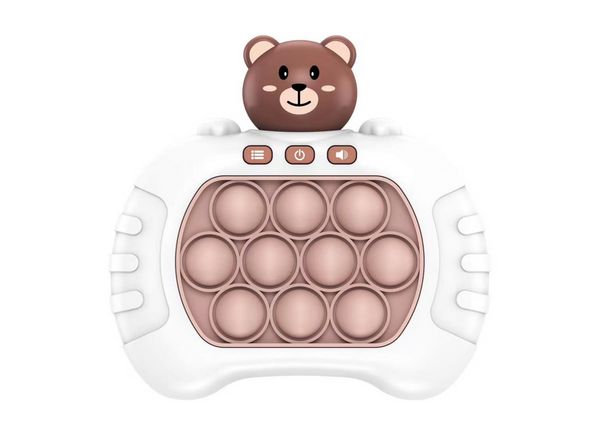 Pop It Teddybär-Sensorikspiel, batteriebetrieben, Lichter, Geräusche, Weiß