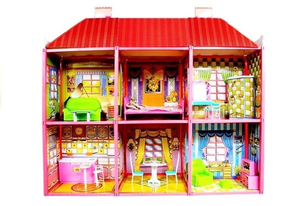 Puppenhaus Große Villa mit Möbeln Spielzeug für Mädchen Set 128 Elemente Haus