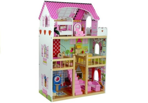 Puppenhaus Holz Melisa ROSA 5 offene Räume Puppenhaus für Mädchen Spielzeug