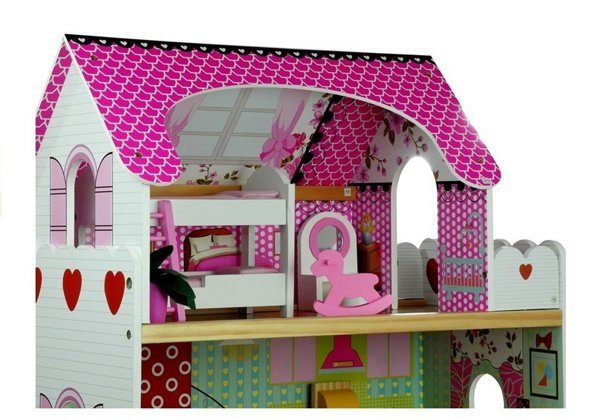 Puppenhaus Holz Melisa ROSA 5 offene Räume Puppenhaus für Mädchen Spielzeug