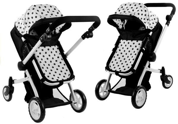 Puppenwagen Alice Kinderwagen 2in1 Puppe Babytrage Puppenkarre Wagen Schwarz