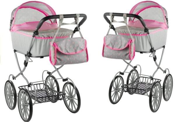 Puppenwagen Alice Retro Kinderwagen Puppe Puppenkarre Beige