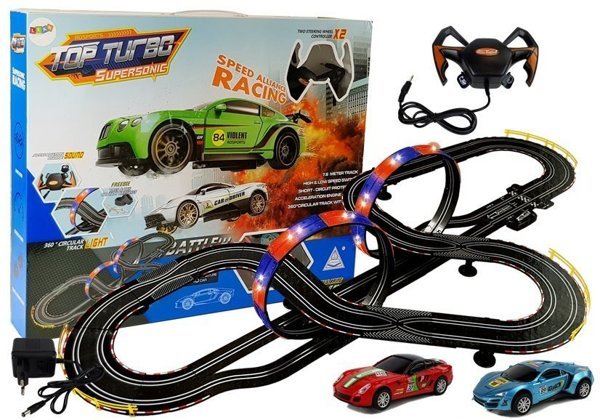 Race Track 2 Cars Top Turbo Lights 7,6 m lang