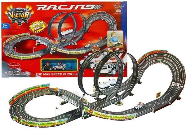 Rennbahn Racing Mario 450cm 2 Autos Autorennbahn Spielzeug Set