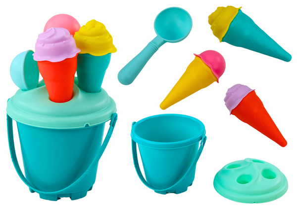 Sand-Eiskübel-Set mit Spatel Blau 6-tlg.