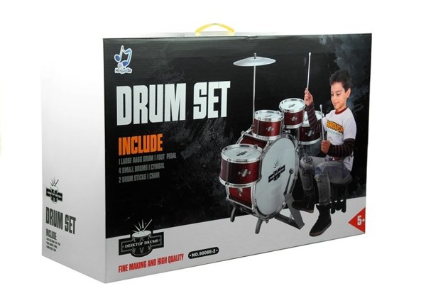 Schlagzeug Spielzeug 5 Trommeln Becken Drumsticks Musikinstrument für Kinder 
