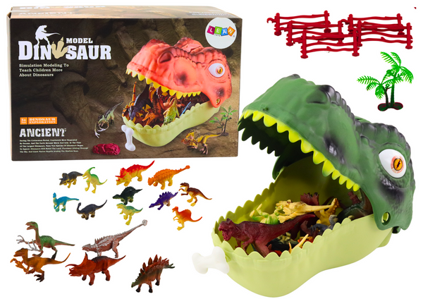 Set Dinosaurierfiguren Großer grüner Dinosaurier 45-tlg