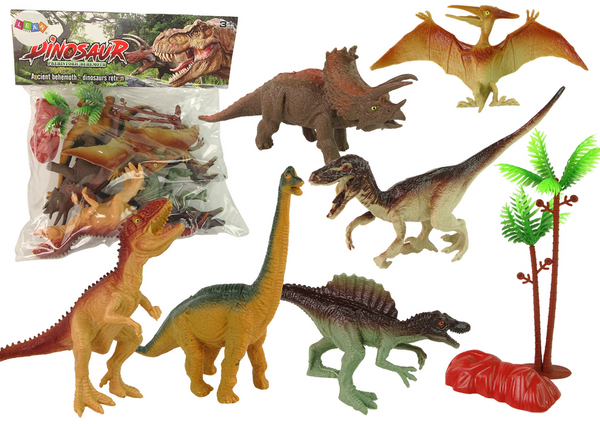 Set mit Dinosaurier-Figuren und Zubehör, 8-teilig.