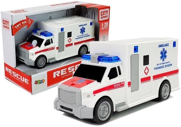 Spielzeugauto Krankenwagen 1:20 Reibungsantrieb Sound Lichteffekte