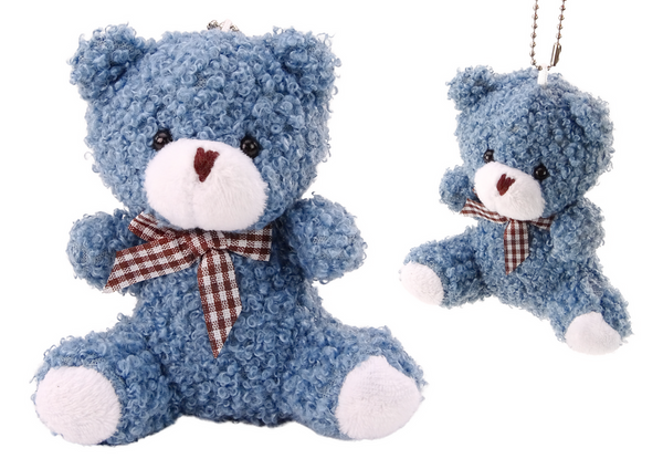 Teddybär Blau Plüsch Kleines Kuscheltier Maskottchen Schlüsselanhänger 10cm