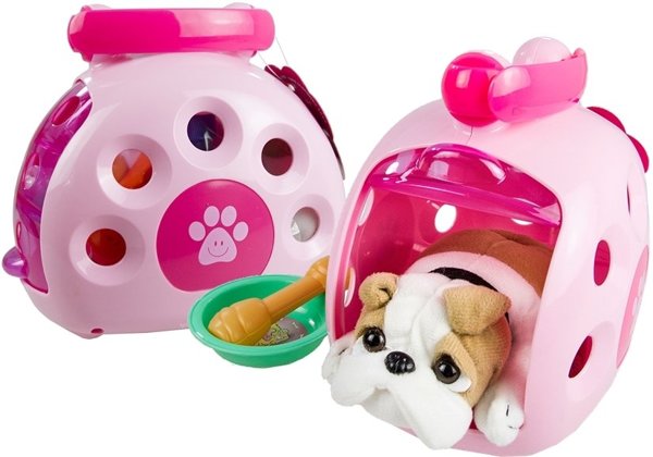 Tragekoffer mit Hund Hundkoffer Spielzeug Plüschhund + Zubehör Tiertragebox