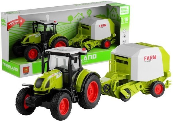 Traktor mit Rundballenpresse 37,5 cm verschiedene Sounds Fahrzeug Landwirtschaft