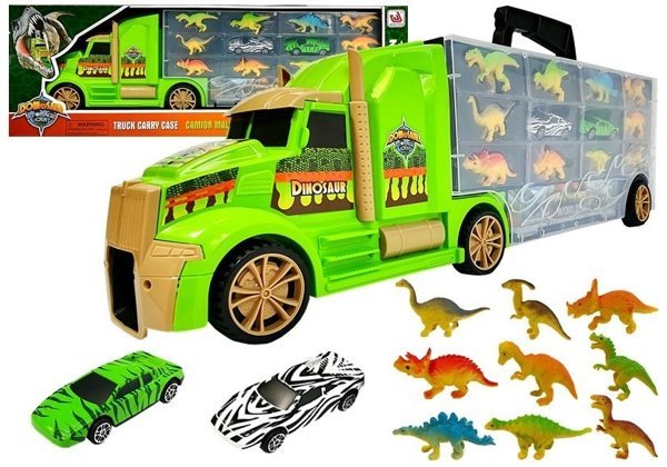 Truck Transporter Sorter Koffer mit Dinosauriern Grün