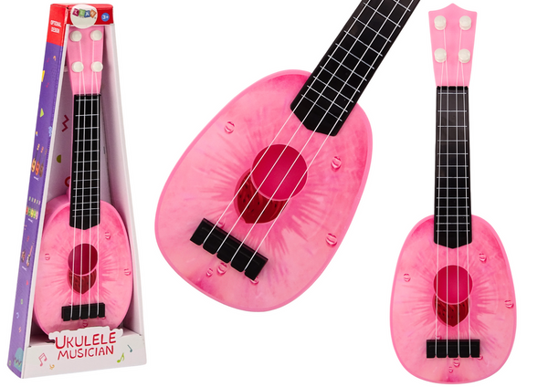 Ukulele für Kinder Mini-Gitarre 4 Saiten Pfirsich-Themengitarre Rosa 15″