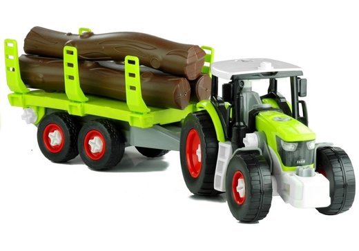 Traktor mit Anhänger Montage Holzbalken Set Werkzeuge Landmaschine