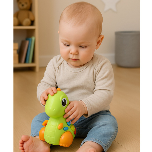 Interactive Toy for Toddlers Dinosaur on Wheels Lights and Sounds