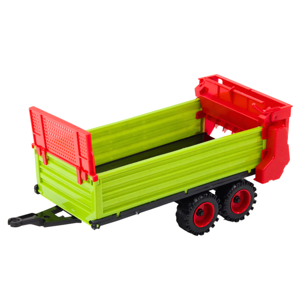 Tractor with trailer, friction drive, opening hood, doors, green