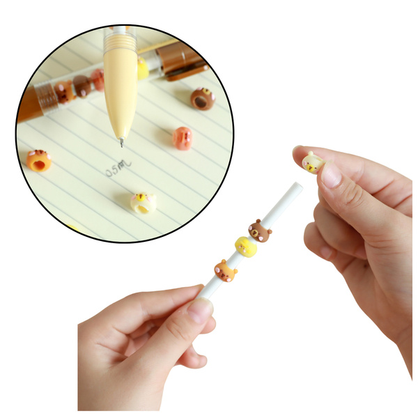 Kugelschreiber mit Capybara-Figur, Braun, Beige, Schwarze Mine