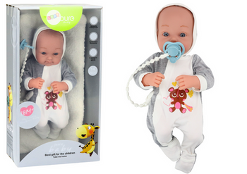 Babypuppe mit Schnullerdecke, Body-Zubehör-Set, 35 cm