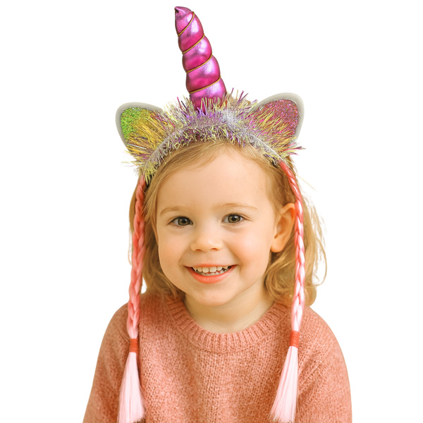 Unicorn Horn Ears Braids Hairband Pink