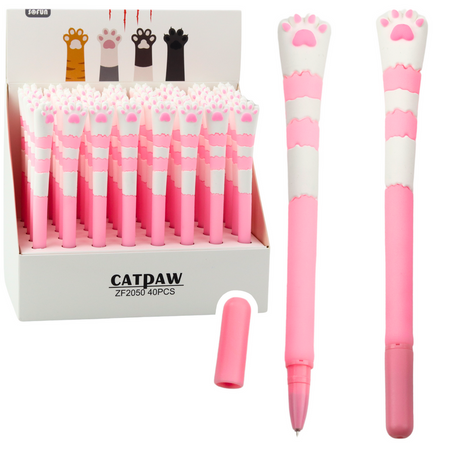 Cat Paw Gel Pen Blue Ink Pink Cap 16.5cm