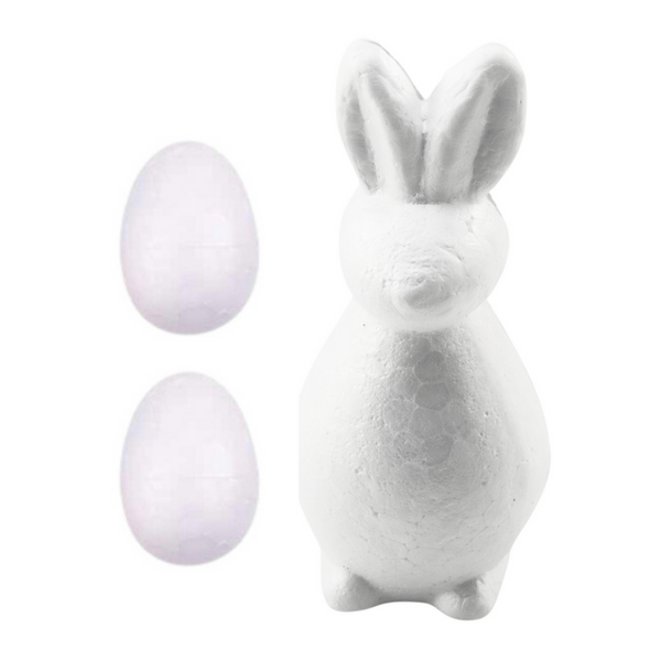 Bunny Styrofoam Decorations Painting Kit 2 Eggs Paints