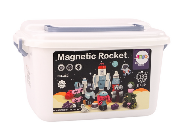 Magnetblöcke Weltraumraketen-Set 56-teilig. Magnetische Raketenmischung