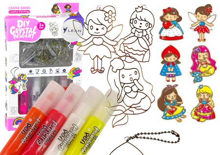 Glasmalerei Anhänger Fusingfarbe Prinzessinnen 6 Stk.