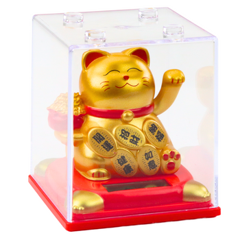 Chinesische Glückskatze in Vitrine Solar Figur Ornament