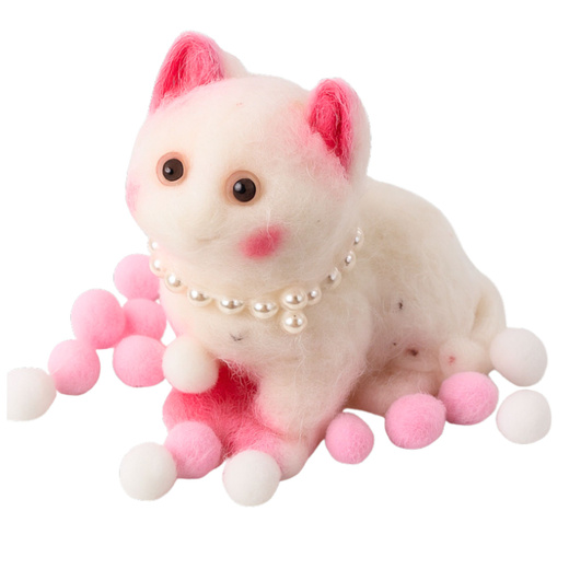 Sensory Squishy Soft Kitten with Pearls and Pompoms White 8cm