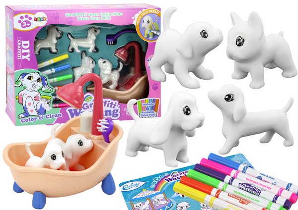 Artistic Kit DIY Bathing Salon For Dogs, Figurines, Markers