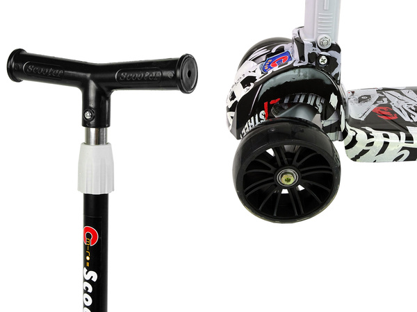 Three-wheeled scooter Luminous Wheels White Coloured Graphic Skull