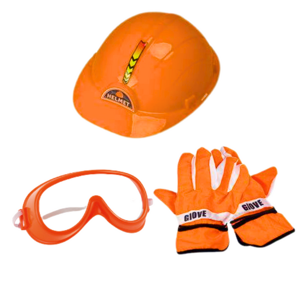 Kettensägenhelm, Brille, Handschuhe, Sounds-Set