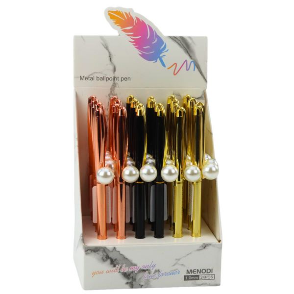 Metal Ballpoint Pen Automatic Pearl Blue Ink 1.0mm