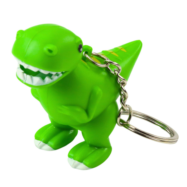 Dinosaur Backpack Keychain LED Flashlight Sounds Green