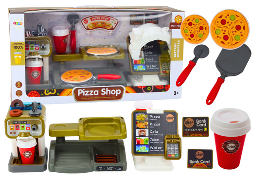 Set Shop Pizza Kaffeemaschine Getränke Registrierkasse