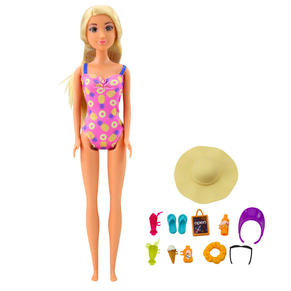 Anlily Doll Set on the Beach with Pool, Palm Tree, Drink Stand, and Accessories