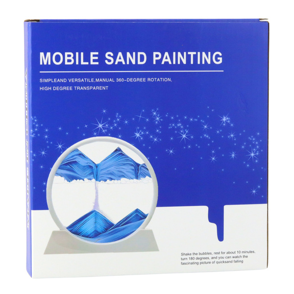 Obraz 3D Ruchomy Piasek Niebieski Dekoracja 360° Biały