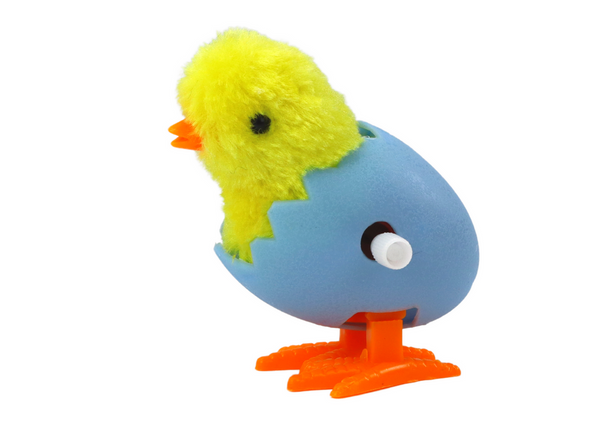 Springendes Huhn in Eierschale zum Aufziehen, Plüschgelb