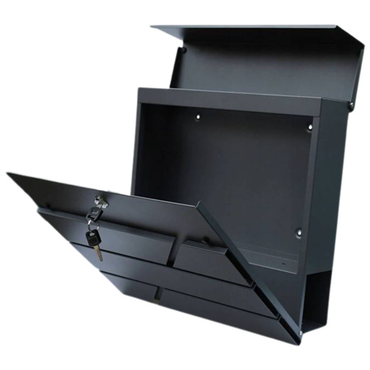 Large Mailbox for Letters and Newspapers, Anthracite, 37x37x11 cm
