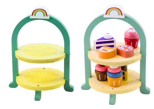 Sweets Set Cakes Cupcakes Wooden Stand