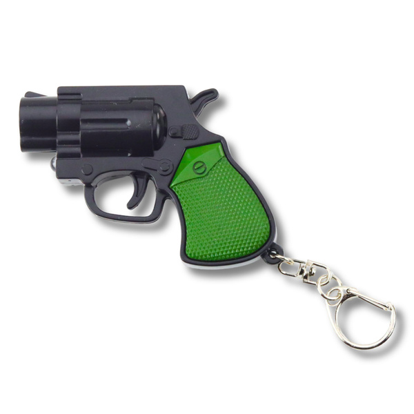 Mini-Pistolen-Revolver-Schlüsselanhänger mit LED-Licht und Laser 6,5 cm