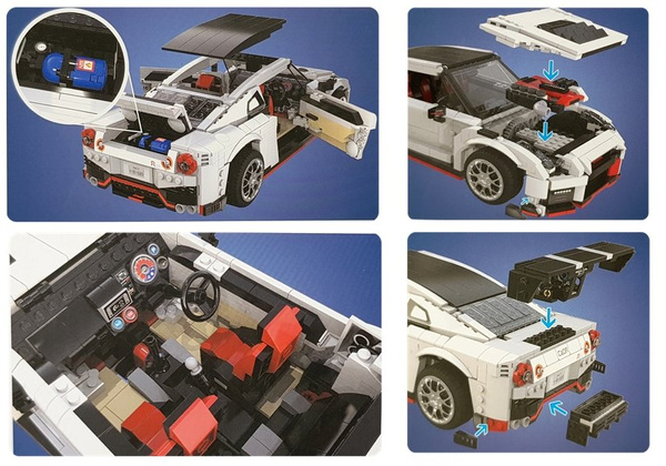 Construction Bricks Sports Car White 1322 pcs.
