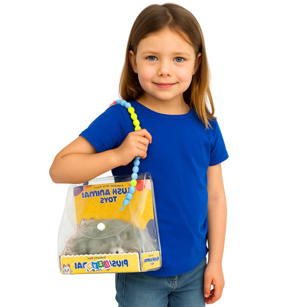 Sleeping Husky Dog on a Pillow Figurine with Fur Bag Sounds