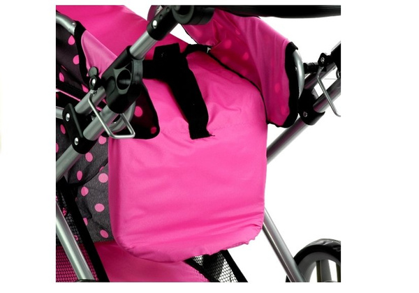 Doll Bogie and Stroller Alice- with Carrier, Bag and Bedding Black with Pink Dots