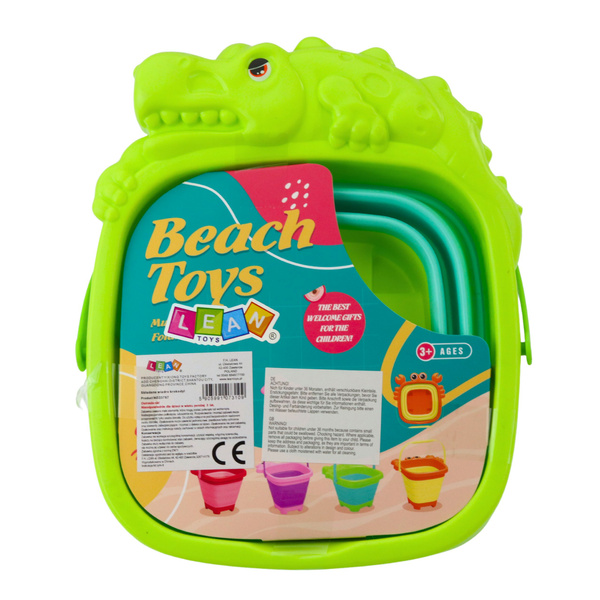 Faltbarer Strandeimer aus Silikon in Krokodilform, Grün