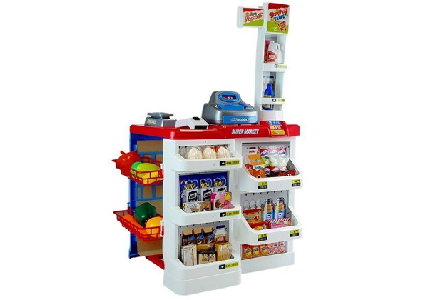 Toy Market with a Trolley Cash Register Scanner Grocery Shopping
