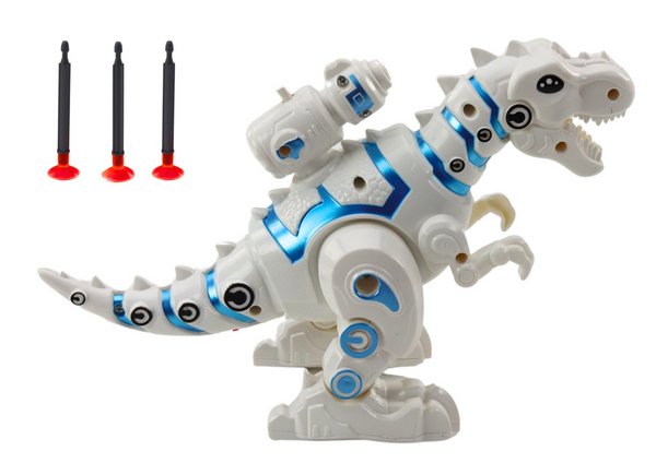 Robot Dinosaur with Dart Launcher Lights Sounds White