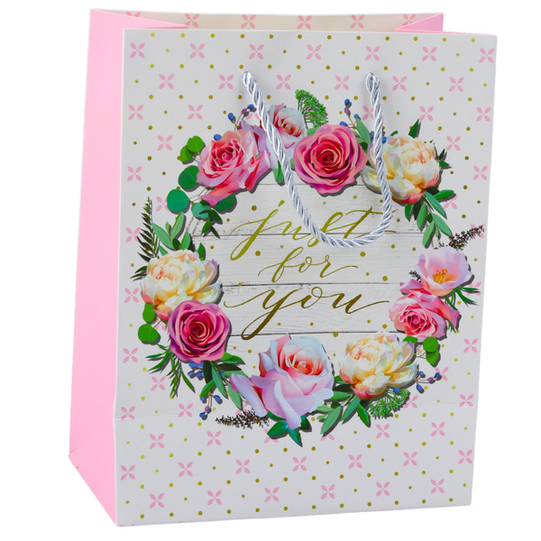 Geschenktüte Muster Blumen Beste Wünsche 23 x 18 x 10,5 cm