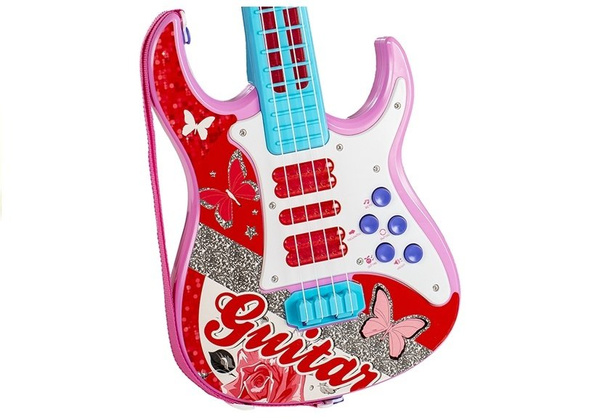Electric Guitar With Microphone Strings Toy Pink